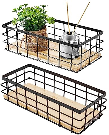 Tiamu Kleine Metallkorb, 2 Pack Dekorative Base Organizer für Bad, Küche, Aufbewahrungskorb aus Draht für Toilettenpapier Lagerung, Zucker-Paket, Snacks, Geschirr, Handtuch,