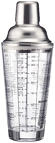 Westmark Cocktail Shaker Sam – Shaker mit Skala und Sieb, professioneller Cocktail-Mixer, Bar Zubehör, inkl. Rezepte zum Mixen von Margarita und mehr – Edelstahl, Glas, 400 ml