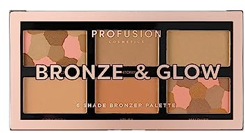 Profusion Cosmetics Bronze and Glow, 6 Shade Bronzer Palette for Mesmerizing Look, Achieve Natural Glow with Long Lasting and Full Coverage Bronzer, Ideal for Sun Kissed Look
