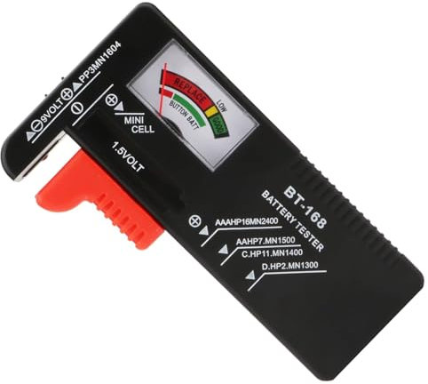 Rongon Battery Tester, Universal Battery Checker, Small Battery Testers, Model BT-168 for AA AAA C D 1.5V 9V Batteries and 1.5V Button Cell Batteries (Requires No Battery for Operation)
