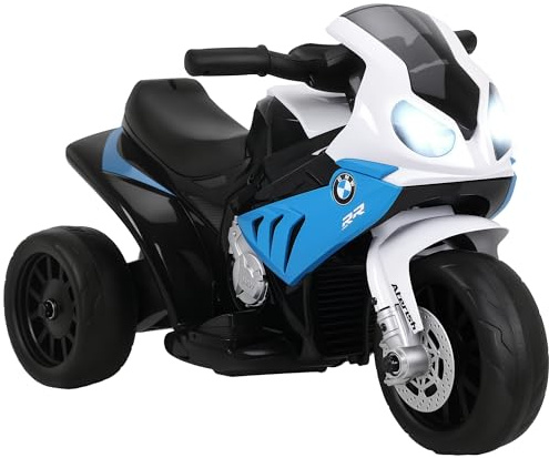 HOMCOM Moto électrique Enfants sous Licence BMW S1000 RR, 3 Roues, 6V et 2,5 Km/h, Voiture électrique Enfants avec Effets Lumineux et sonores, Moto Enfant, Charge Max. 20 kg, Bleu