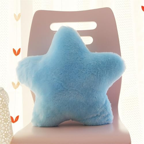 38 cm Kuschelkissen Kinder Sternkissen Weiche Flauschige Sternform Zierkissen Sofakissen, Plüsch Kissen Dekokissen für Kinderzimmer Schlafzimmer Deko (Blau)