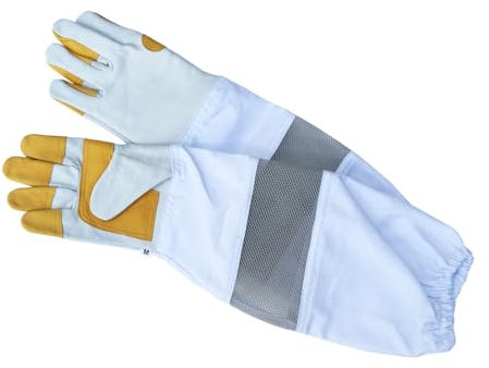 Imkerhandschuhe mit Atmungsnetz Handschuhe für Bienen Imkerei Insekten S M L XL XXL, S (7)