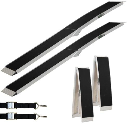 TRUTZHOLM 2 x Auffahrrampe klappbar 228 cm 340 kg Traglast Alu Anti Rutsch E-Bike- Fahrradrampe Motorradrampe