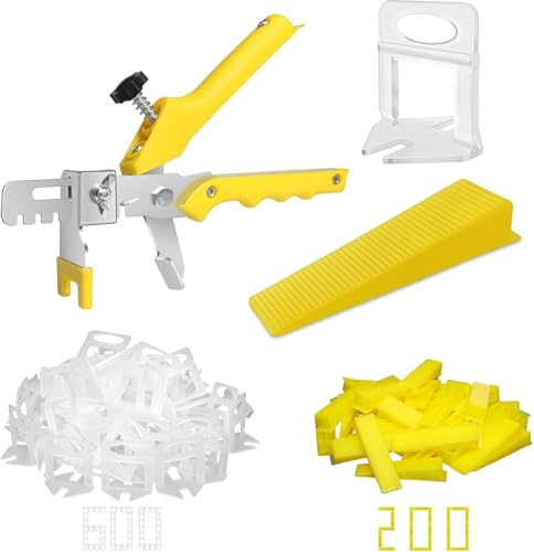 Storystore Système de nivellement de carrelage 600 cales de 1 mm plus 200 cales réutilisables avec une pince, outils de système de nivellement pour l'installation au sol et au mur