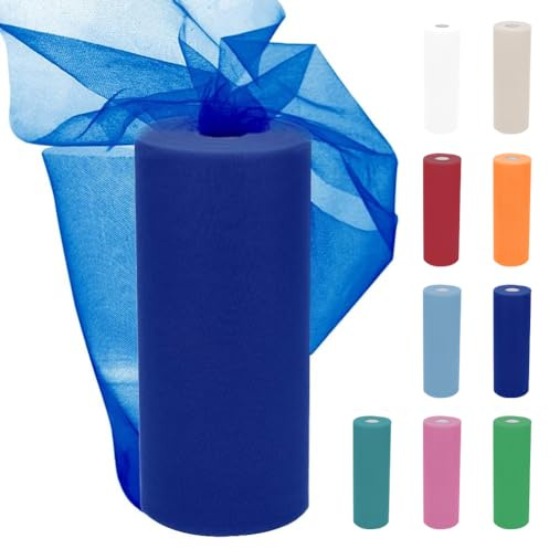 Tyllband, tyllrulle, tyg, 30 cm x 91,5 m, tylltyg, tyllband, organza-tyg, tyllband för bröllop, fest, tyllkjol, gör-det-själv dekoration, pyssel, sömnad, organza, finmaskig bordsdekoration (mörk blå)
