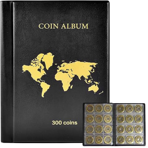 Myntbok – Coin Collection förvaringsbokhållare, återanvändbar | myntförvaring – display organisatör för silverörn, brons guldmynt, silvermynt, medaljer, märkespåsar myntalbum Coin Coll