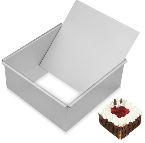 WANDGU Moule à gâteau carré avec revêtement antiadhésif en aluminium anodisé - Fond amovible - Pour gâteaux, brownies et gratins - Idéal pour la maison, les boulangeries et les pâtisseries