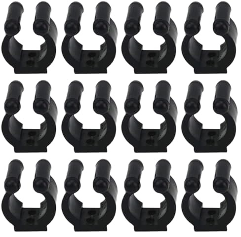 UEKPDM Billiards Snooker Cue Locating Clip Holder Fishing Pole Rod Holder Clips for Pool Cue Racks Fishing Rod Storage Rack Black 12 Pcs