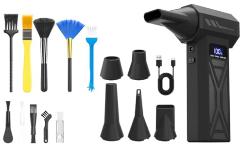 Compressed Air Duster, 110000RPM Super Power Cordless Air Duster, Electric Air Duster for PC, Keyboard, Outdoor, Car and House (P70)