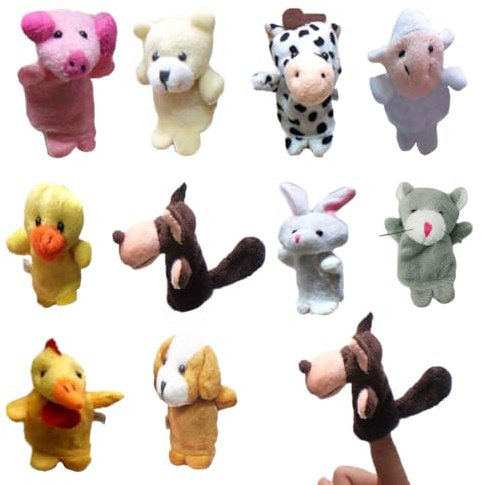 JEYORZY 10 Pièces Marionnettes à Doigts en Peluche Set,Marionnettes à Main,Pour Garçons et Filles Cadeaux,pour Raconter Des Histoires,L'enseignement et Fun,pour Noël,Pâques et Fête D'enfants