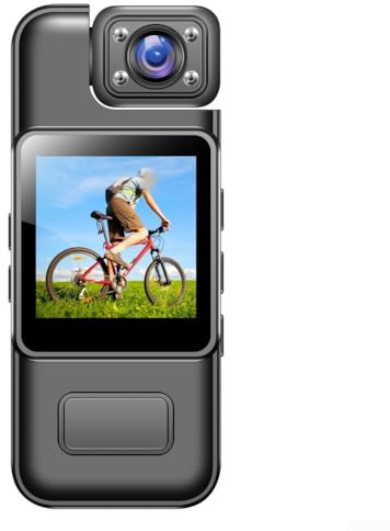 Honseadek Mini cámara corporal 4K WiFi portátil con rotación de lente de 180 grados, soporte infrarrojo, detección de movimiento, tiempo de batería extendido, compatible con carga tipo C