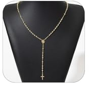 Zimocepuz Collar de la Virgen María, Collar de Rosario Cruzado Dorado de 14 Quilates, Collar Dorado Y Ajustable, Joyería de Perlas de Oración Católica Religiosa