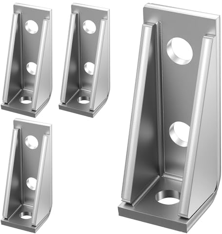 PercyEffie 4 Pack 90 Degree Gusseted Fittings, 3 Hole Right Angle Connector Brackets for 1-5/8 Strut Channel, L Corner Bracket, 7/32 Thick, Heavy Duty Welded Corner Braces