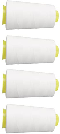 KIMISS Hilo Serger Blanco,Hilo de Coser de Poliéster de Primera Calidad para Máquinas Overlock,4 Conos Duraderos para Acolchar y Hacer Manualidades