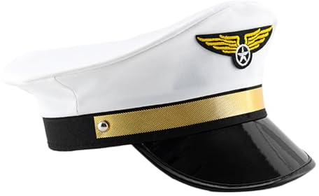 Captain Hat - Polyester Material 60cm Fit, Navy Pilot Cap, Fashionable Appearance | Sunshade Function, Lightweight Comfort, Costume Accessory, Sunshade Hat For Halloween, Party, Daily We