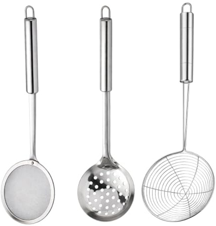 3 Stück Schaumlöffel Edelstahl, Schaumkelle, Praktische Küchenhelfer, Ergonomisch, Ideal Für Geeignet Für Nudeln/Kochen/Braten, Küchenutensilien