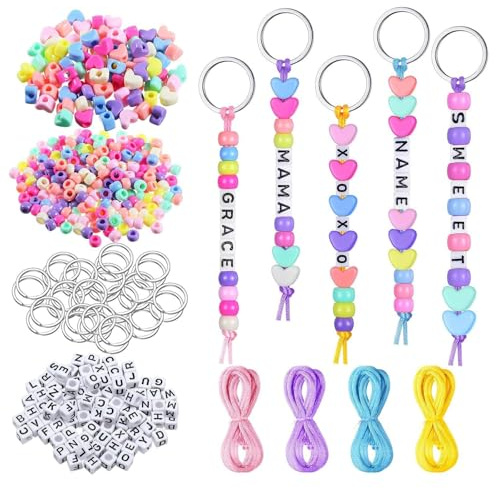 XoeLLe Llaveros de Perlas para Manualidades Incluye Llaveros | Cuerdas de Cuentas y Cordón de Poliéster Perlas de Regalo para Decoración de Joyas Fabricado en Resina Incluye Todos Los