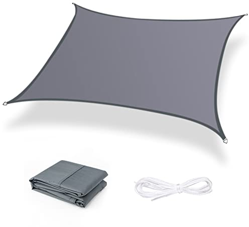 Lingle888 Sonnensegel Sonnenschutz Sonnendach Wasserdicht 98% UV-Schutz Balkon Viereck Rechteck Quadrat Winddicht 8Tage Transport 420D 10Farbe 25Größe (1.5x1.5, Grau)