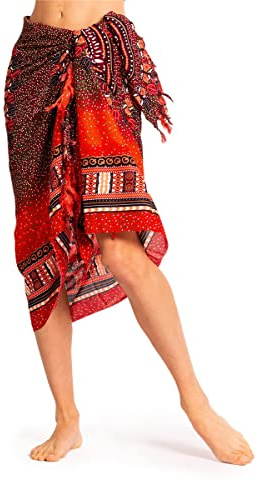 PANASIAM Pareo - L-XXL Pareo Maoi - Cubre Bikini - Mujer & Hombre | Suave viscosa, ligera falda de playa, vestido pareo o cubre bikini, toalla de playa, diseño estampado de colores resistentes