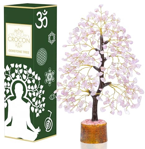 Crocon® Rose Quartz Pink Crystal Tree Of Life For Women Birthday Gifts | Decorative Rose Quartz crystal tree designed for home styling, office display, thoughtful gifting, room décor
