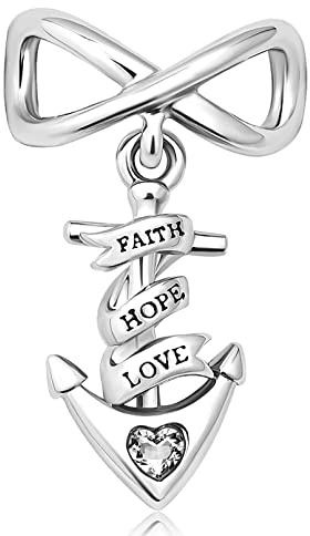 LSxAB Faith Hope Love Anchor Charms for Sailor Mariner Navy Compatible with Pandora Bracelets