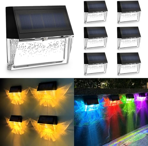 YOFIG Solarlampen für Außen, Wasserdichte Solarleuchten Garten Dekoration, 6 Stück LED Solar Gartenleuchten für Terrasse und Stufen, 2 Modi - Warmweiß/Farbwechselnd