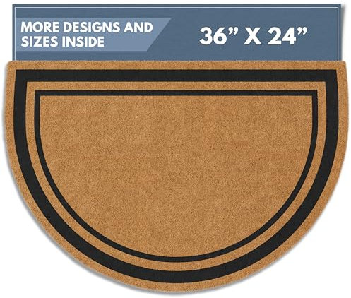 Barnyard Designs Natural Coco Coir Doormat Welcome Mat for Front Door & Outdoor Entrance, Large Door Mat for Indoor Entrance or Porch Entry, Brown (24x36, Border)