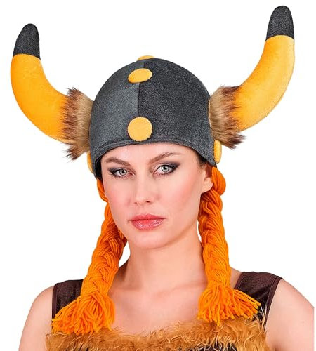 W WIDMANN MILANO Party Fashion – vikingahjälm med flätor, tyghatt, gallier, kelter, krigare