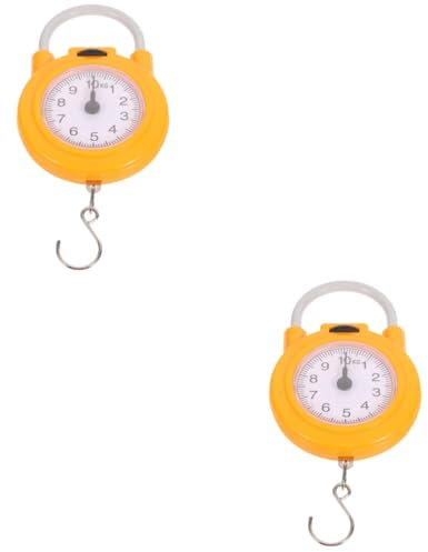 BESPORTBLE 2St Gewichtswaage für Gepäck Handliche Federwaage Leichtgewichtige Federwaage Kompakte Federwaage Babywaage Spiel Koffer Waage tragbare Hängewaage hängende Fischwaage Metall Yellow
