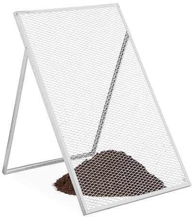 Relaxdays Durchwurfsieb, HxB: 100 x 60 cm, verzinktes Gartensieb, Streckmetall 15 x 30 mm, Kompostsieb, Stahl, silber