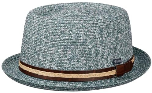 LIPODO Carignano Cappello Pork Pie Paglia Fascia in Pelle Prodotto in Italia Uomo Primavera Estate