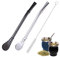 2 Pezzi 2 in 1 Cucchiaio di Paglia, Cannucce in Acciaio Inox con Cucchiaio Filtro, con spazzole per la pulizia, per Cocktail Latte Freddo Frullati Caffè Freddo, Argento, Nero
