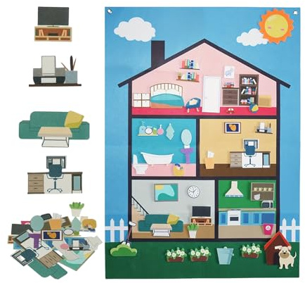 Pizarra de fieltro, juego interactivo con panel de fieltro, juego sensorial interactivo aprendizaje táctil para niños, escuela, viaje, casa, edad 3+ años