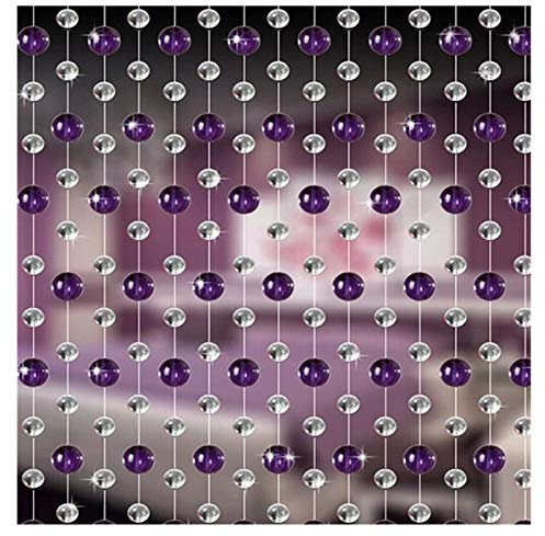 Fymlok Cortinas de Cristal,Cortinas Cuentas De Cristal Indoor Home Decorative Crystal Bead Cortina Suministros de Boda Festiva Etapa Fondo Decoración(Purple,5 Strings 150cm)