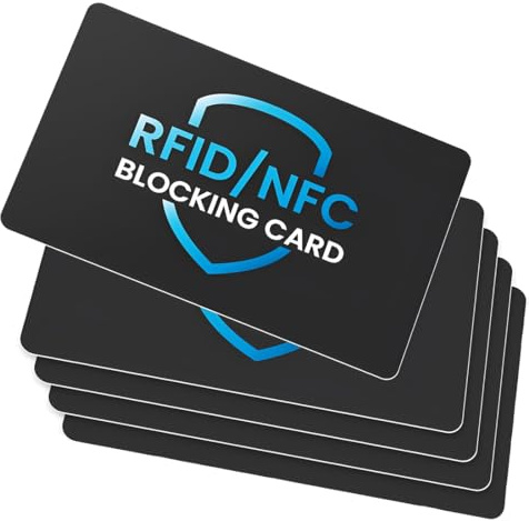 COYUN 5 Piezas Blackout Tarjeta Bloqueadora RFID – Tarjeta Antirrobo Ultrafina con Tecnología Faraday para Protección de Tarjetas Contactless – Blindaje para Carteras