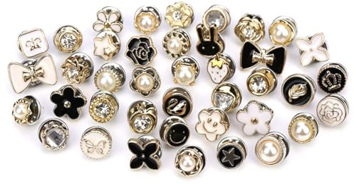 YIPFEN 40 PCS Broches Boutons, Amovibles Sans Couture, Broches pour Vêtements, Boutons Jeans, Boutons Instantanés pour Jean, Cardigans, Décoration DIY