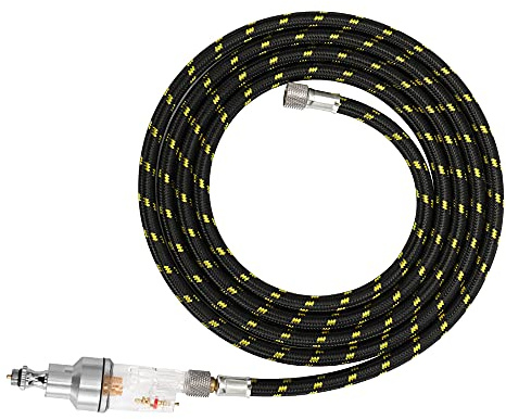 RASTKY Juego de Accesorios para Aerógrafo de, Manguera de 1,8 M con Separador de Agua y Aceite, Perfecto para Pulverizar Decoraciones de Pasteles con Compresor de Aerógrafo, Negro y Amarillo
