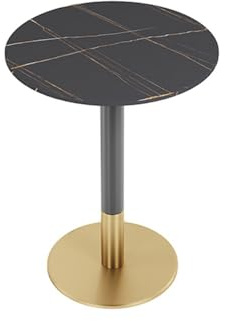 Generisch Muebles de gastronomía, mesa de comedor, mesa de cocina, para comedor, salón, mesa de bistró, piedra sinterizada, oro negro, 1【Y-HBJ】 (60 x 75 cm)