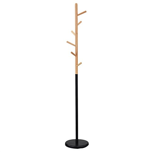 IDIMEX Kleiderständer Enrico, Elegante Standgarderobe mit 6 Haken, schöner Garderobenständer aus Metall und Kieferholz in schwarz/Natur
