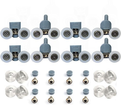 Clarmonde Lot de 8 roulettes doubles pour porte de douche 25 mm de diamètre (YL012, 25 mm)