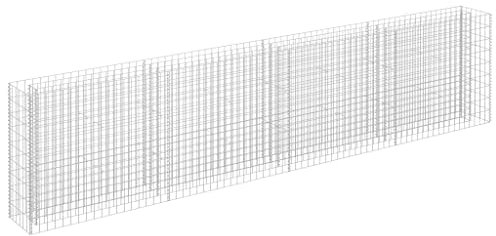 vidaXL Lit Surélevé à Gabion Parterre de Fleurs Plantes Jardin Terrasse Extérieur Arrière-cour Jardinière Acier Galvanisé 360x30x90 cm