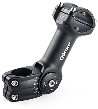 Bike Stem Adjustable 60 Degree 31.8mm (1-1/4) / 25.4mm (1) Handlebar Stem for MTB, Road Bike, Fits Standard 28.6mm (1-1/8) Steering Tube (31.8 x 130mm, 31.8mm Handlebar & 28.6mm Steering Tube)