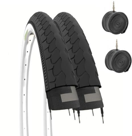 2 neumáticos 26 x 1 3/8 Bianconeri + 2 cámaras de Aire para Bicicleta Holanda (37-590) Blanco y Negro