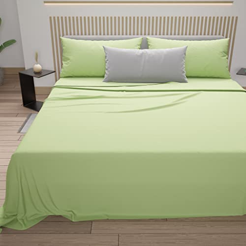 PETTI Artigiani Italiani - Set Lenzuola Cotone Matrimoniali 4 Pezzi, Completo Letto con Lenzuolo Sopra, Lenzuolo Sotto con Angoli Elasticizzati e 2 Federe Lenzuola Salvia