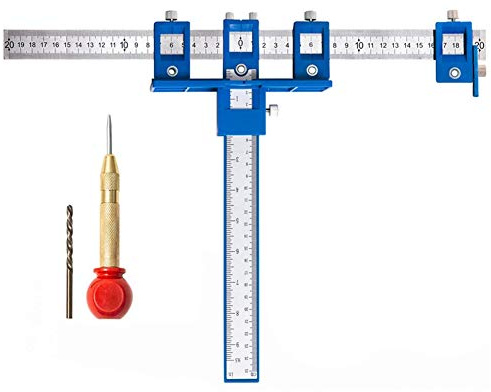 JoyTube Cabinet Hardware Jig Adjustable Punch Locator Tool,Drill Template Guide Tool, Drilling Holes for Installation of Doors Drawer Handles Knobs Pull blue ABS with Accessories