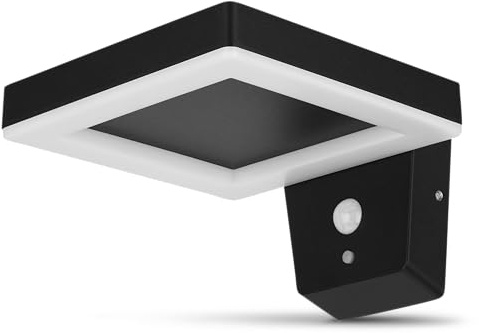 REV Solarlampe für außen SQUARE - Aluminiumgehäuse, Bewegungsmelder & Dämmerungssensor 8m/100°, 270lm, 4000K, IP44, Li-Ion-Akku 2200mAh austauschbar