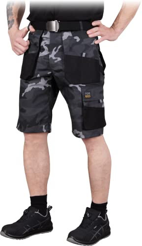 REIS FORECO-TS MOB Pantaloni Corti da Lavoro Uomo | Pantaloni Cargo | Pantaloncini di Sicurezza | Camouflage-Nero | Taglia: 2XL