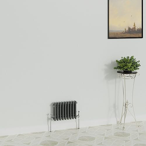 WarmeHaus Traditional Radiator Anthracite Horizontal Double Column Cast Iron Grey Radiators 300x425mm