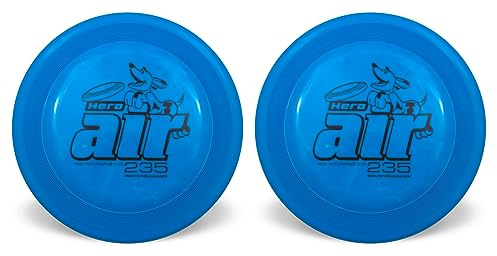 Hero Disc USA Hero Air 235 - Frisbee para Perro, Juguete para Perros al Aire Libre y Frisbee para Mascotas, Disco Volador Ligero para Perros, Paquete de 2 (Azul)